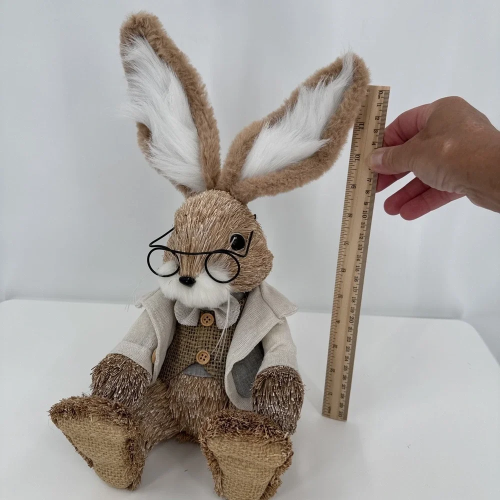 Vintage Pier 1 Sisal Straw Easter Bunny Set Of‎ 2 Dad (new) & Mom Spring Whimsy